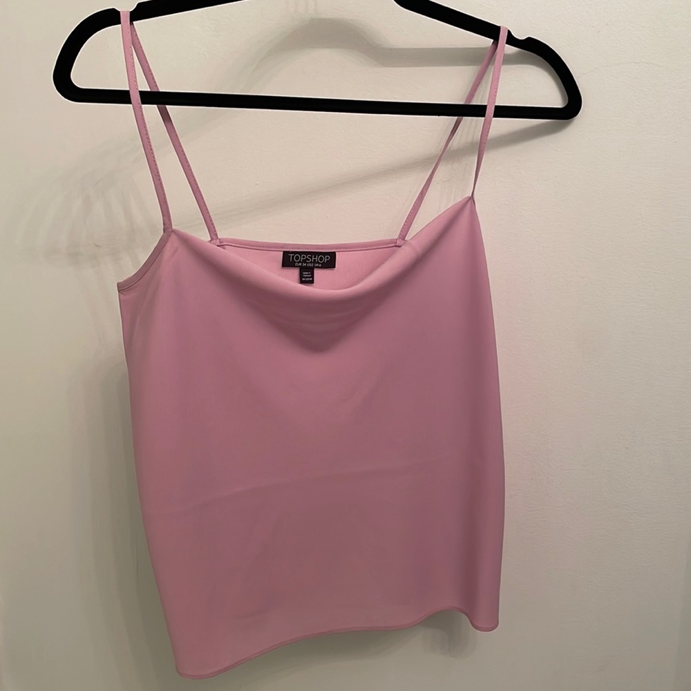 TopShop Pink Satin Cowl Neck Cami